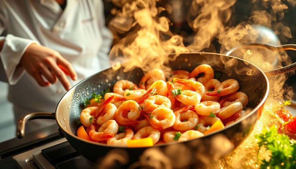 sautéing shrimp